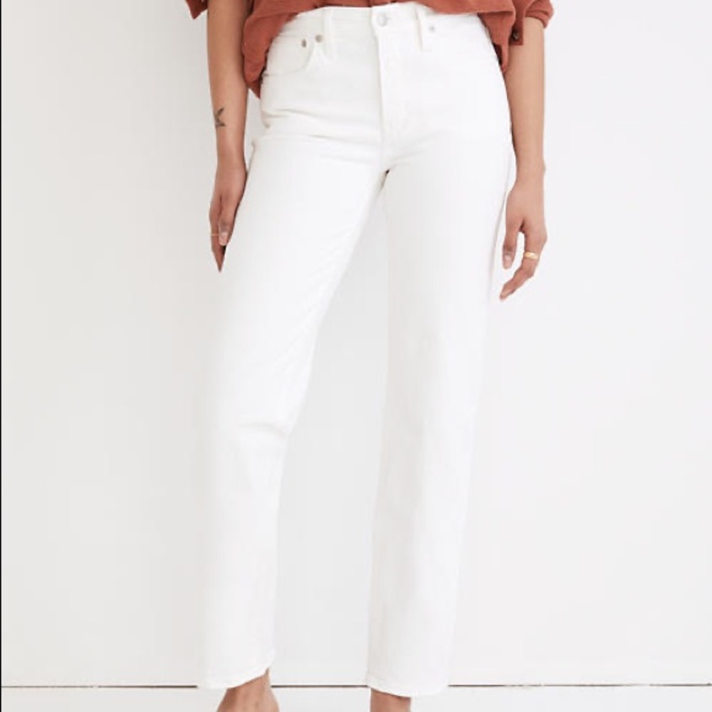Madewell’s Perfect Vintage Straight in Tile White, size 23